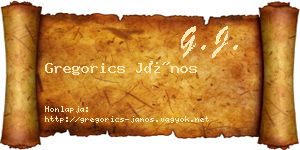 Gregorics János névjegykártya